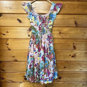 Caroline Constas New York Floral Claudia Print Open Back Midi Dress Size Medium